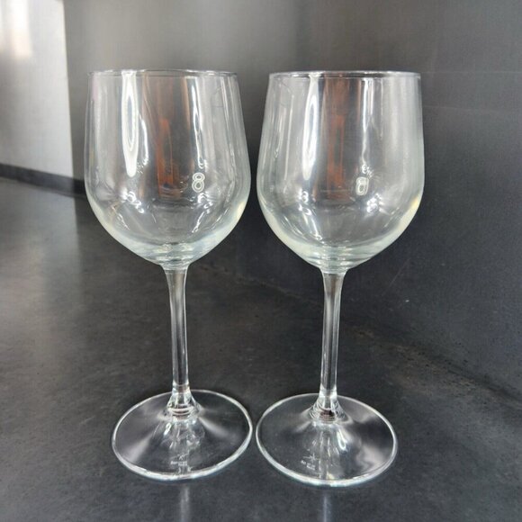 Bormioli Rocco Water Wine Glass Goblet Drinking Cups Clear Marked Bottom Set 2 - Picture 1 of 12